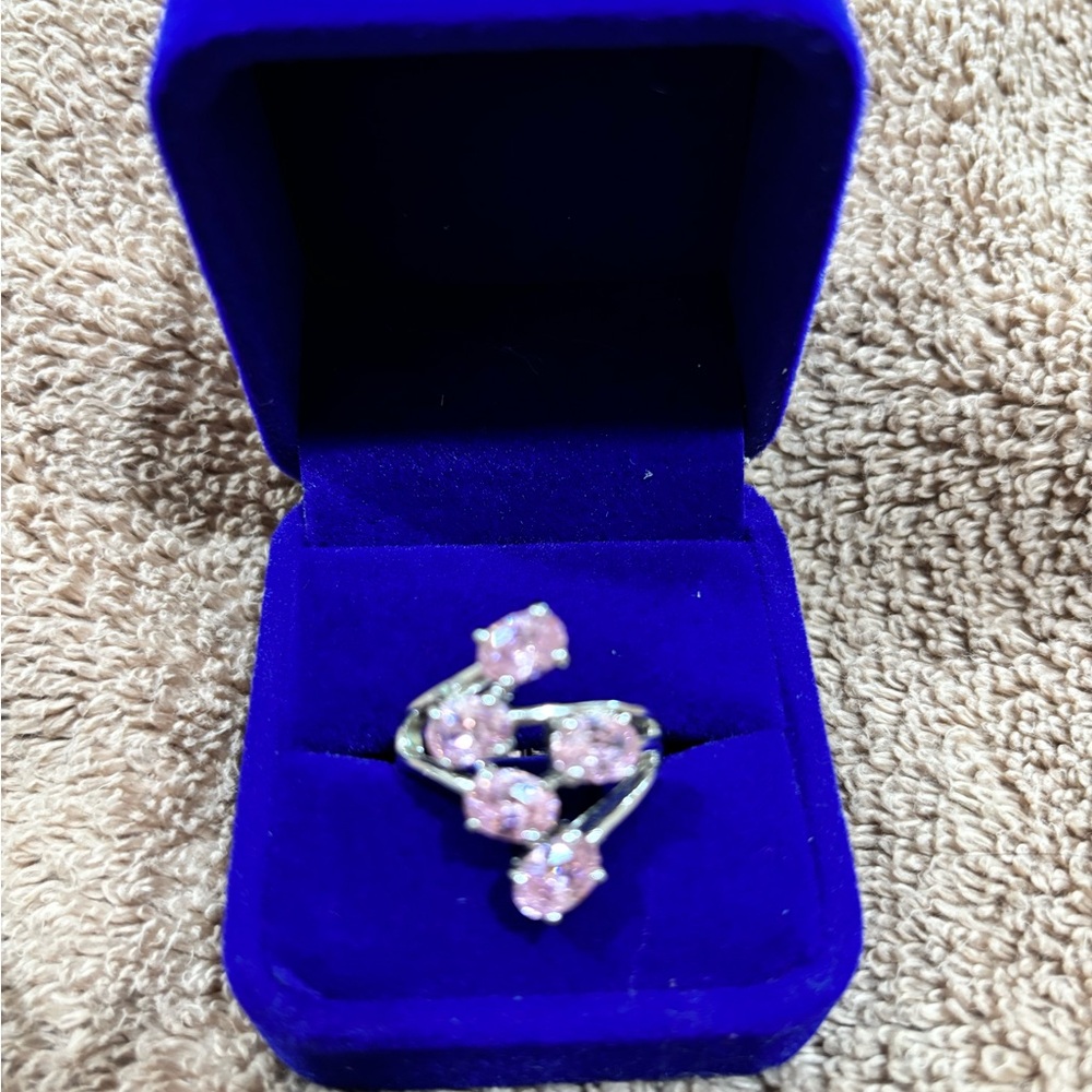 Women’s Pink Crystal Floral Statement Ring